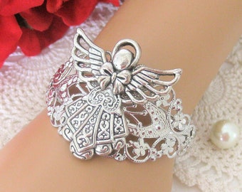 Handmade Angel Cuff Bracelet: Religious Sympathy Jewelry
