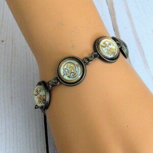 Bracelet for Women with Glass Cabochons on Brass Chain, Charm Bracelet, Bangle Bracelet, Jewelry for Women, Bohemian Style Jewelry