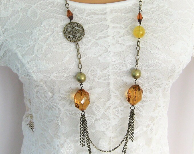 Long Brown Beaded Necklaces, Beaded Necklaces, Long Beaded Necklaces