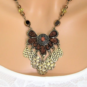 Bohemian Beaded Necklace, Green Necklace, Brown Necklace, Necklaces for Women