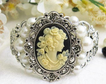 More Colors Victorian Lady Cameo Bracelets, Cameo Jewelry, Victorian Jewelry, Bracelet Cuff, Victorian Lady Cameos, Bracelet for Women