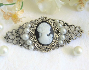 Classic Victorian Lady Cameo Brooches, Cameo Jewelry, Color Choices of Cameos, Victorian Jewelry, Cameos, Pearl Accents, Filigree Brooch
