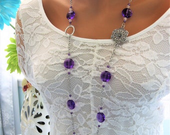 70cm Long Avalaya Deep Purple Wood Bead Necklace 70cm Long Avalaya Deep Purple Wood Bead Necklace