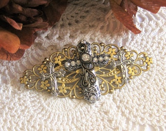 Cross Brooch with Three Crosses, Christian Religious Brooch, Catholic Brooch, Easter Brooch, Cross Pin, Inspirational Jewelry, Silver Cross