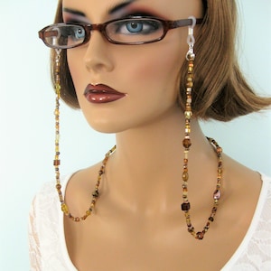 Brown Eyeglass Chain, Women Glasses Chains, Glasses Necklace, Glasses Chain for Women, Brown Necklace, Glasses Holder, Handmade Jewelry image 1