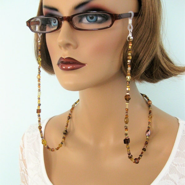 Brown Eyeglass Chain, Women Glasses Chains, Glasses Necklace, Glasses Chain for Women, Brown Necklace, Glasses Holder, Handmade Jewelry