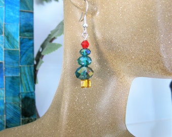 Christmas Tree Earrings, Crystal Christmas Earrings, Earrings for Women, Christmas Gift