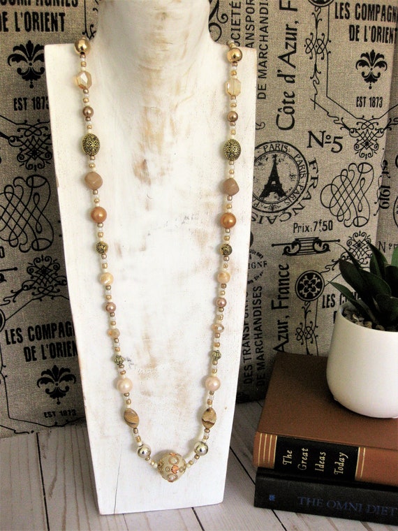 Gold long necklace, Women jewelry, Chanel pearls