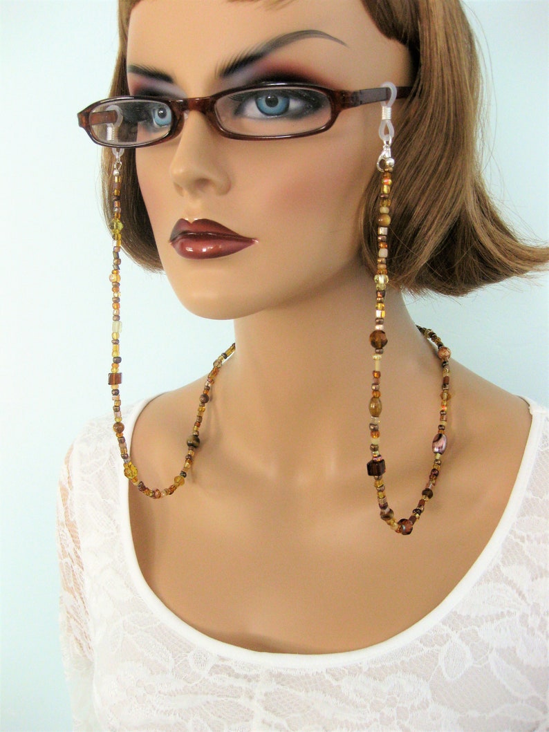 Brown Eyeglass Chain, Women Glasses Chains, Glasses Necklace, Glasses Chain for Women, Brown Necklace, Glasses Holder, Handmade Jewelry image 1