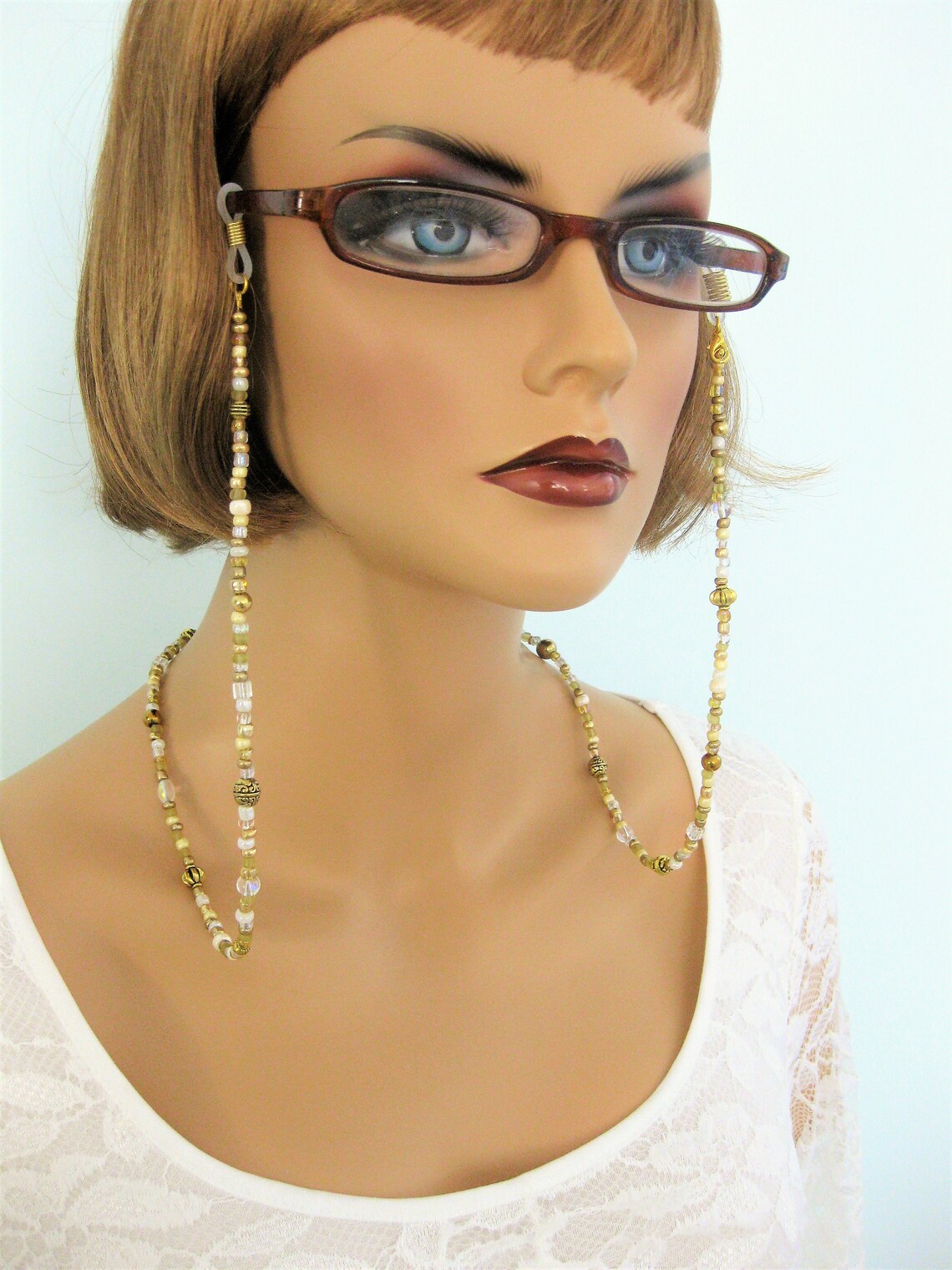 Gold Eyeglass Chain Glasses Chain Beaded Eyeglass Chain Etsy