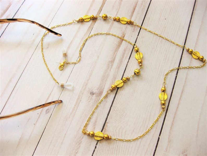 Gold Beaded Eyeglass Chain for Women Glasses Chain With Gold Etsy