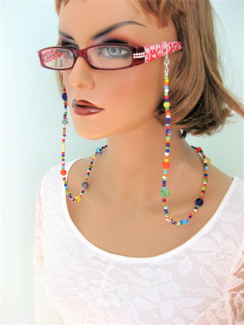 Colorful Beaded Eyeglass Chain Eyeglass Chains Glasses Etsy