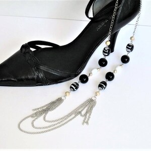 Long collier noir multi rangs pour femme, collier de perles noir avec plusieurs rangs, bijoux faits main pour femme image 6