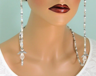 Angel Beaded Eyeglass Chain: Silver Glasses Holder Necklace