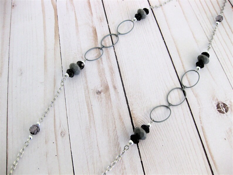 Womans Necklace Gray Necklace Long Beaded Necklaces Womens Jewelry Long Beaded Gray Necklace Chunky Gray Beaded Necklace