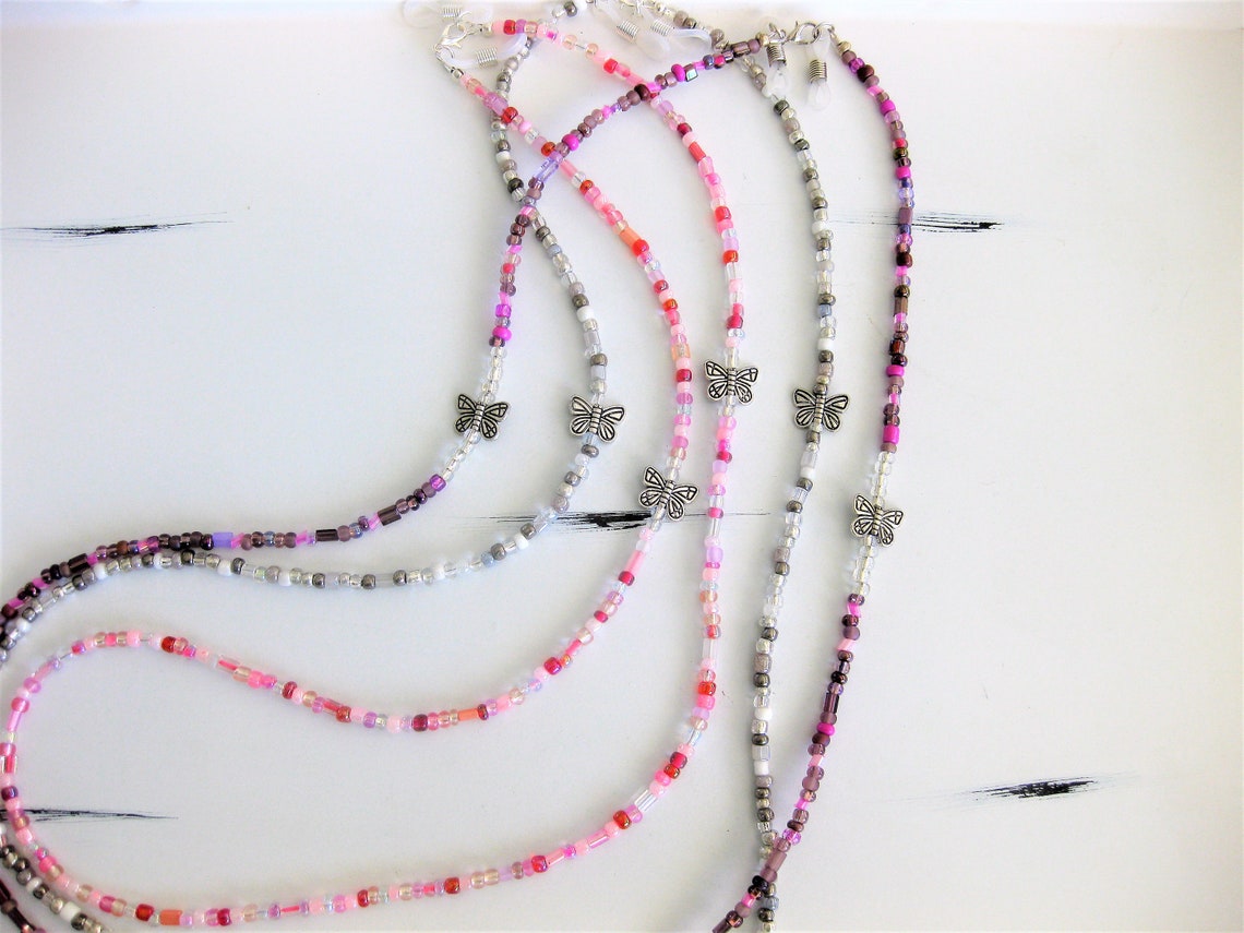 Silver Eyeglass Chain With Butterfly Eyeglass Holder Etsy