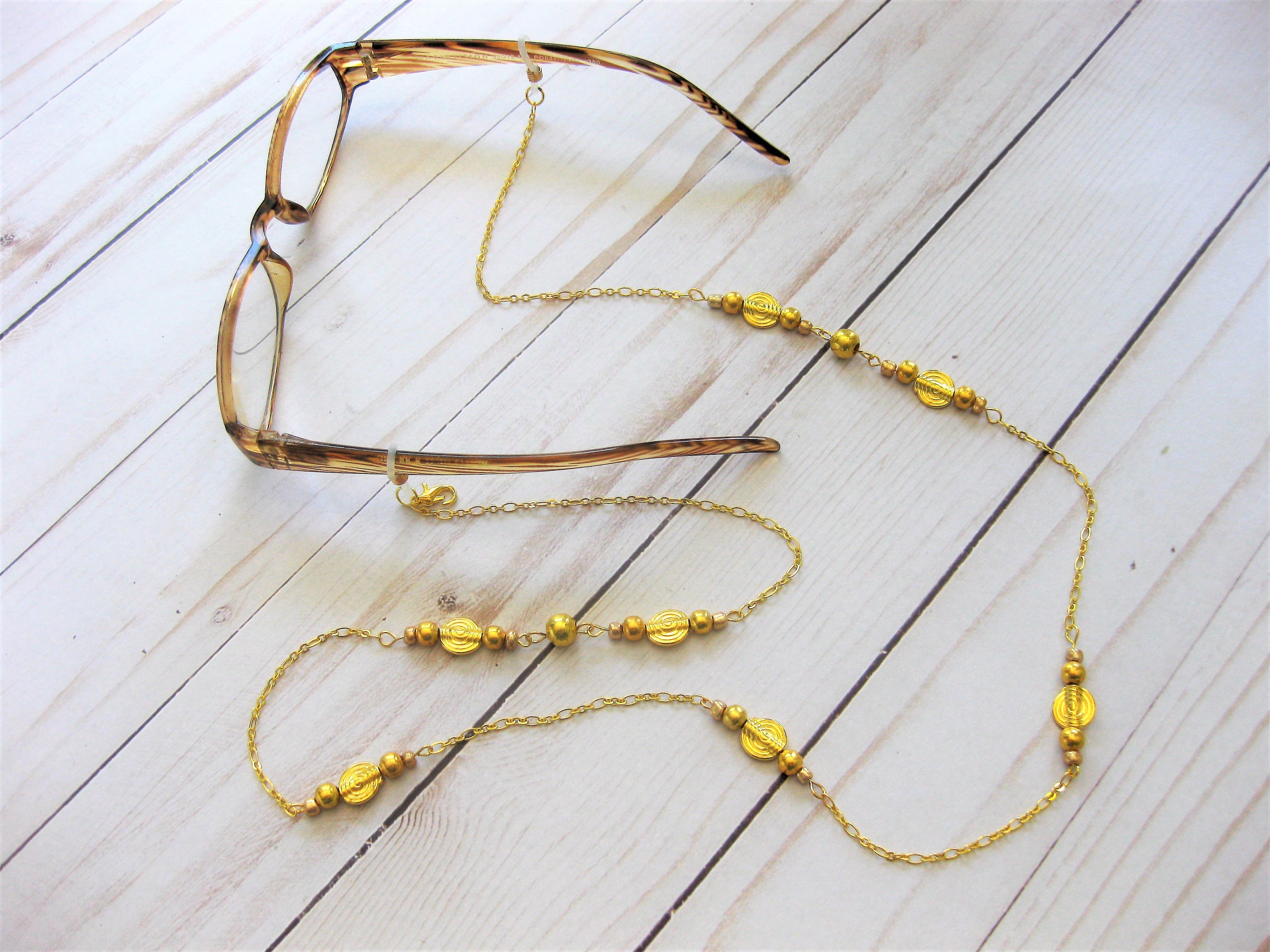 Gold Beaded Eyeglass Chain for Women Glasses Chain with Gold Etsy
