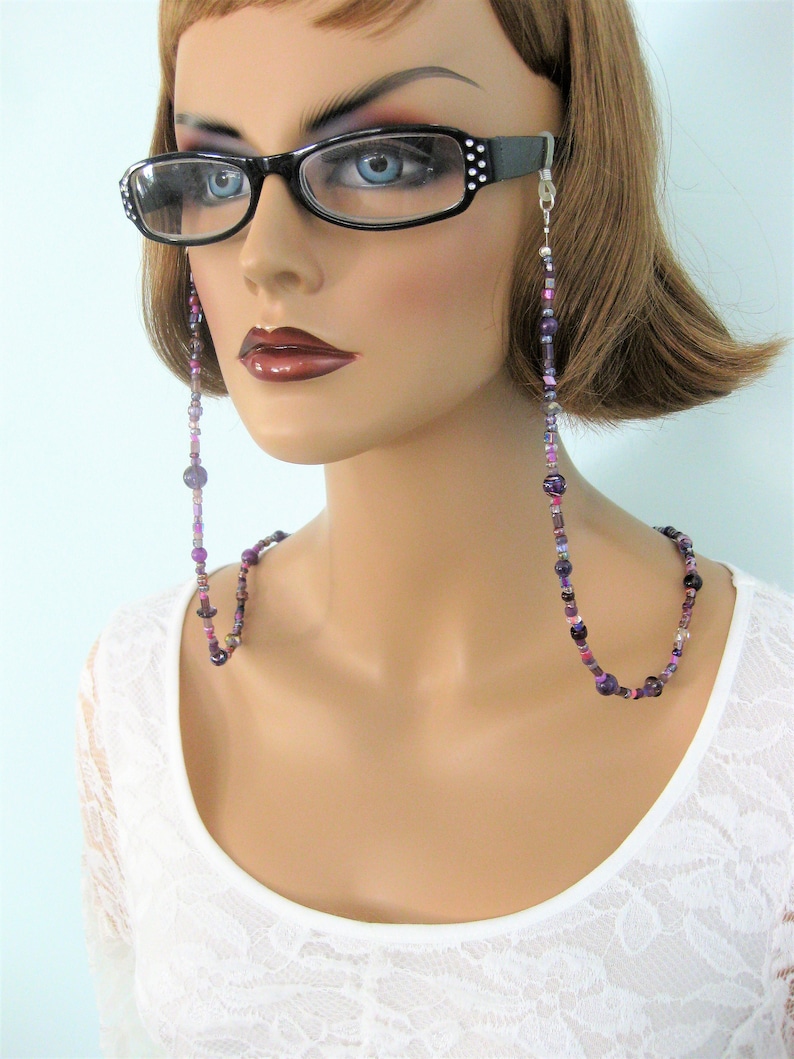 Purple Beaded Eyeglass Chain Glasses Holder Glasses Chains for Etsy