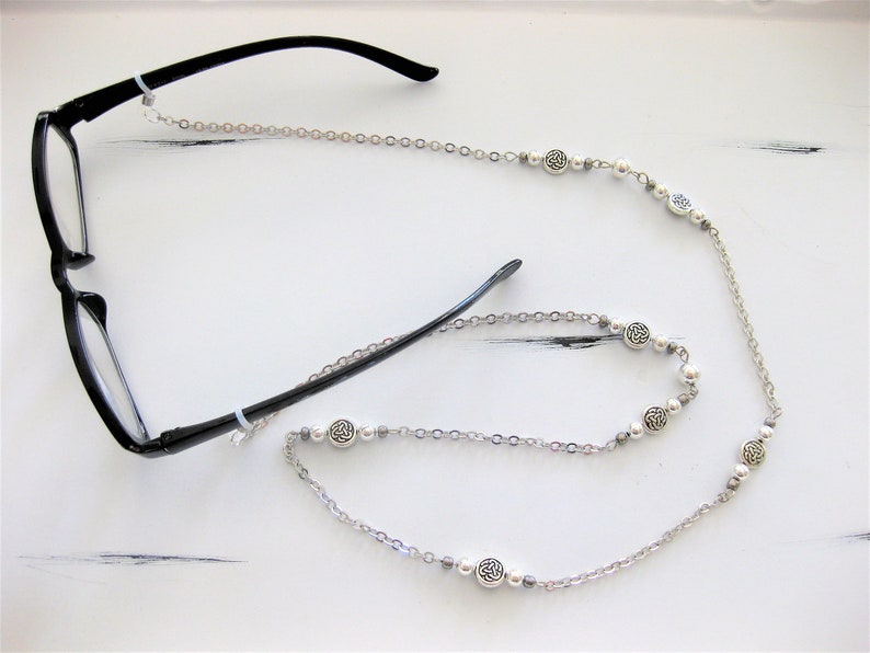 Glasses Chain Silver Eyeglass Chain Beaded Eyeglass Chain Etsy