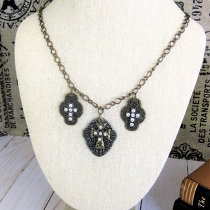 Cross Necklace for Women with Three Crystal Crosses, Jewelry for Women, Religious Jewelry, Cross Pendants, Crystal Jewelry