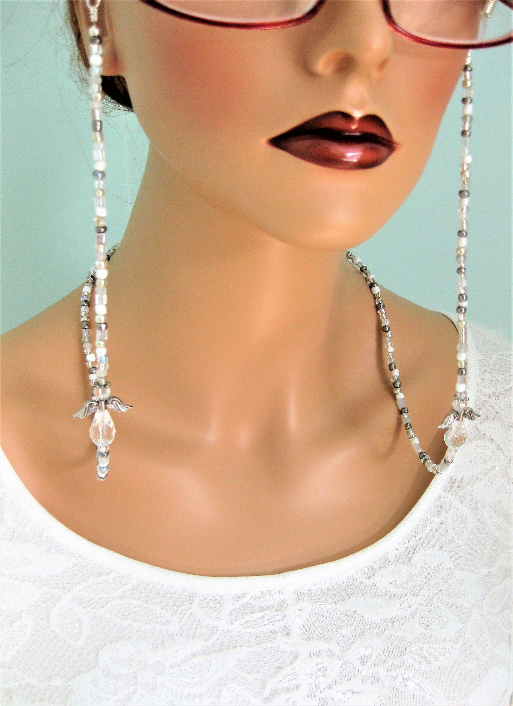 Silver Eyeglass Chain Eyeglass Holder Eyeglass Necklace Etsy