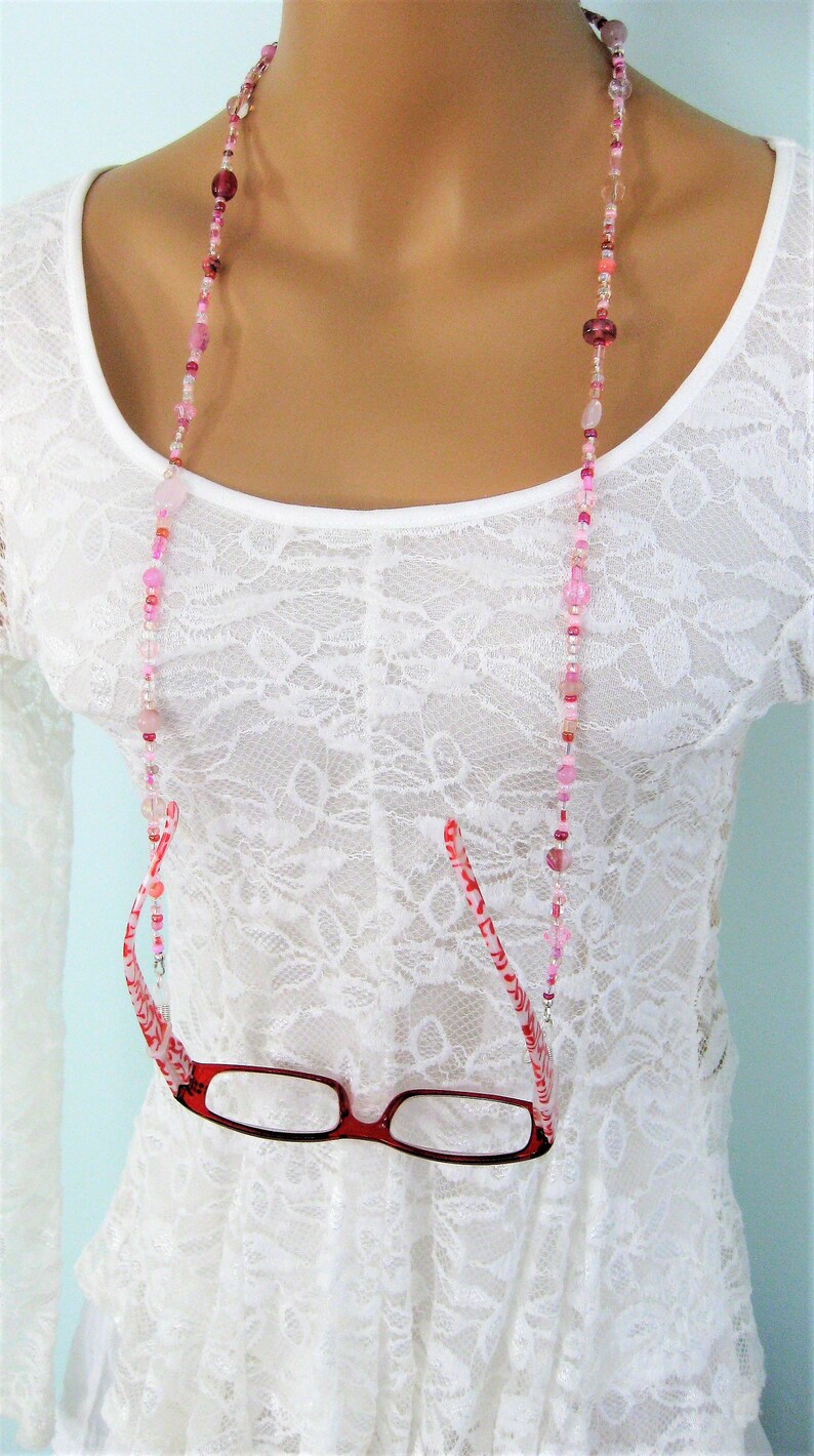 Pink Beaded Eyeglass Chain for Women Click to See This Beaded Etsy