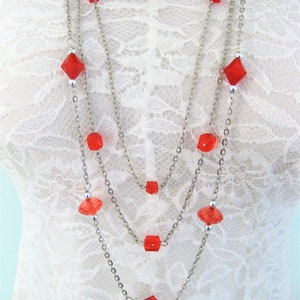 AMIKE - Chain Necklace, red long main image 1