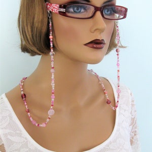 Pink Eyeglass Chain for Women, Pink Beaded Glasses Chain, Pink Eyeglass Holder Necklace for Women, Eyeglass Lanyard, Pink Necklace Chain