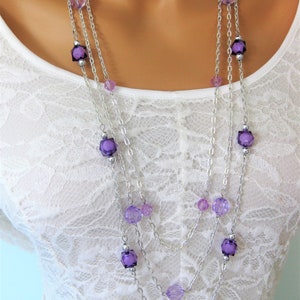 Long purple necklace best sale