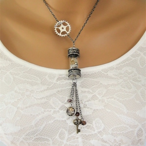 Steampunk Necklace, Steampunk Jewelry, Statement Necklace, Assemblage Necklace, Necklaces for Women, Glass Bottle Necklace