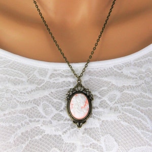 Cameo Necklaces for Women, Victorian Cameos with Black Brown Pink or Green Lady Cameos, Cameo Jewelry for Women, Cameo Pendants Pink