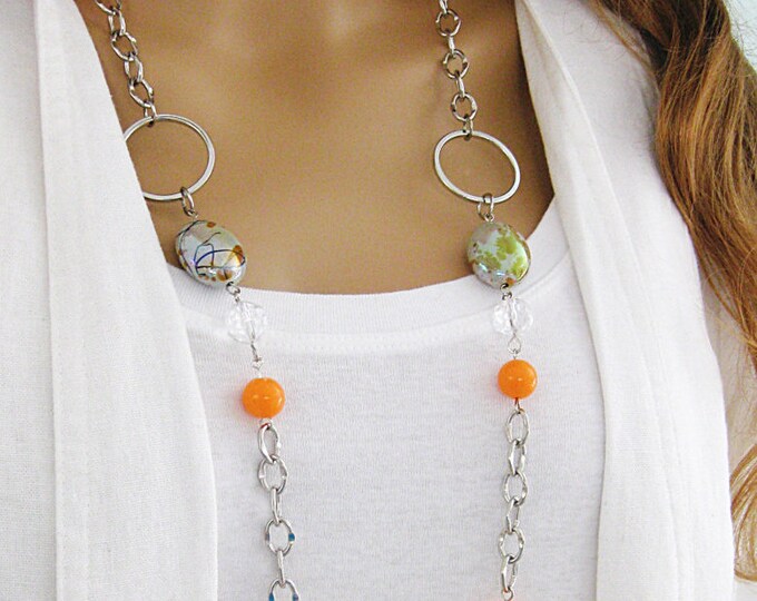 Long orange necklace Clearance