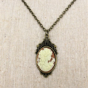 Cameo Necklaces for Women, Victorian Cameos with Black Brown Pink or Green Lady Cameos, Cameo Jewelry for Women, Cameo Pendants image 7