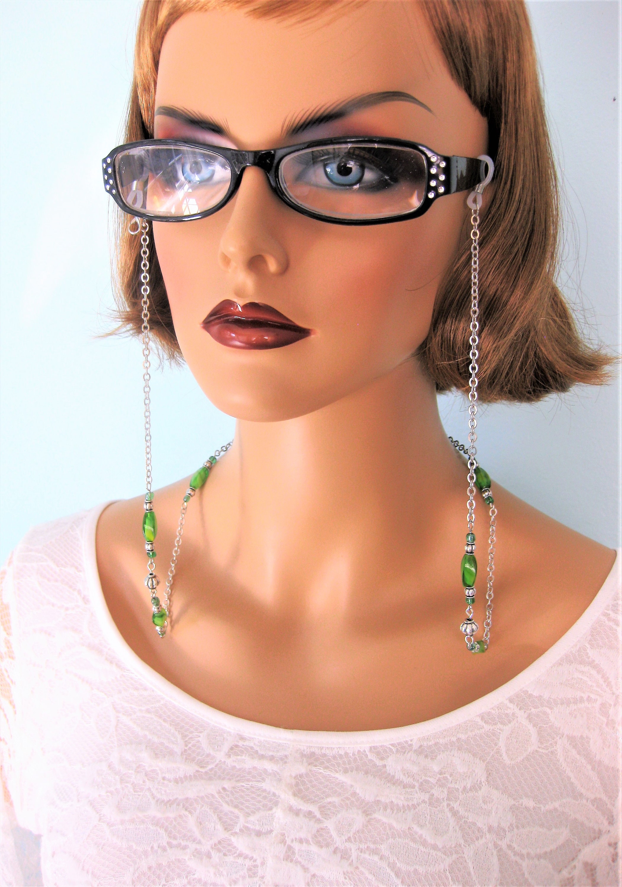 Green Glasses Chain Eyeglass Chains for Women Beaded Glasses Etsy