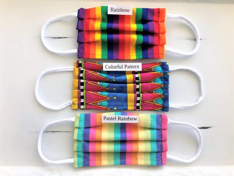 Colorful Children's Face Mask With Filter Pocket Small Etsy