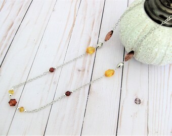 Long Brown Beaded Necklace for Women, Handmade Jewelry for Women, Brown Necklaces