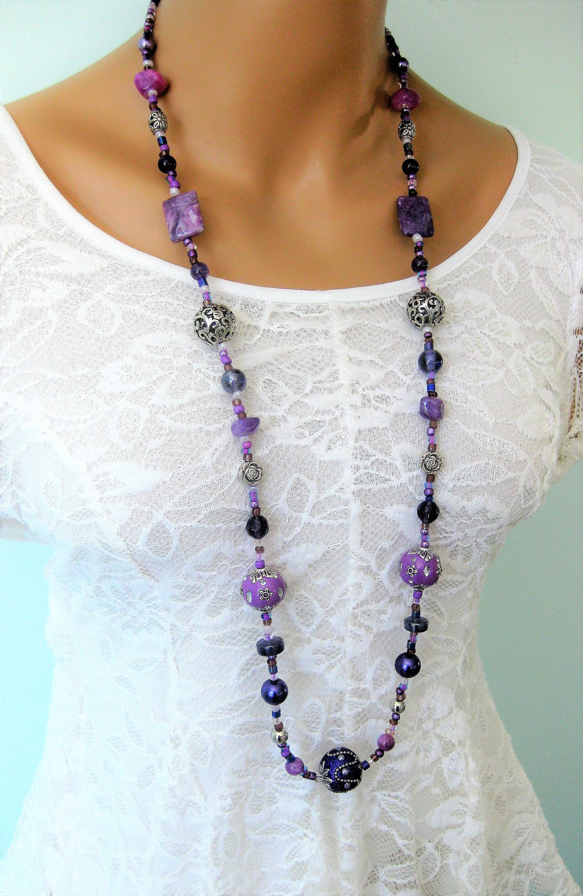 Buy Purple Beaded Choker Necklace online from Karat Cart