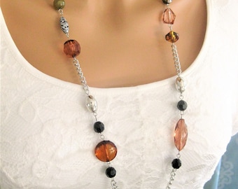 Long brown necklace discount
