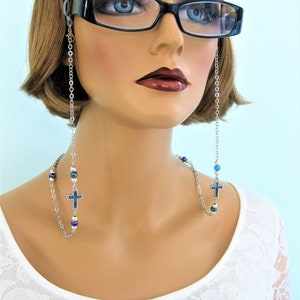 Eyeglass Chain for Women with Crosses, Eyeglass Holder Necklace for Women, Eyeglass Lanyard for Glasses, Cross Necklace for Eyeglasses