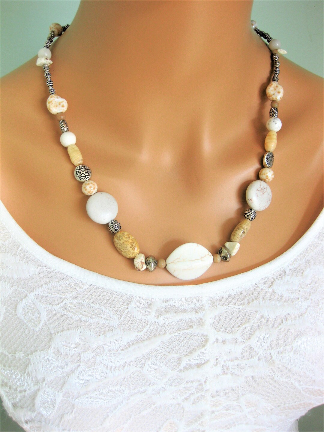 Mix Géométrique Pierre Naturelle Perles Pendentif Collier Bon Prix De Bonne Qual
