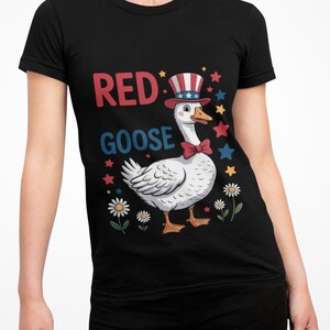 Patriotic Goose T-Shirt, Memorial Day Shirt, 4th of July Tee, Funny Americana Top, Unisex Graphic T-Shirt