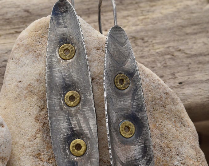 Handmade in USA, long sterling silver earrings, one of a kind gifts for women, supports small independent business, earthy organic jewelry