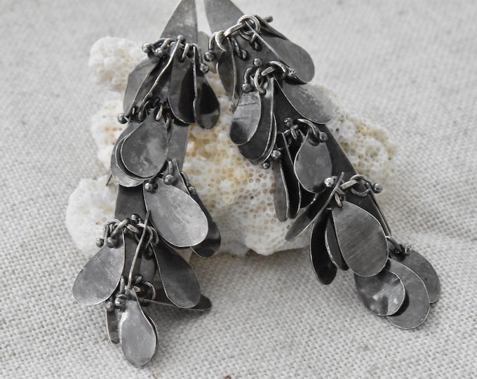 Handmade one of a kind modern organic earrings, elegant gifts, small independent USA artist, Unique jewelry, Flapper girl inspired,Sequins