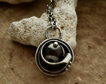 Hand made one of a kind recycled sterling silver agate necklace silversmith metalsmith jewelry gifts for women supports small USA business