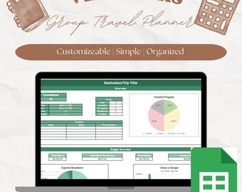 Gruppenreiseplaner-Vorlage für Google-Blätter, Reiseplaner, Digitales Reisebudget, Gruppenreise-Kalkulationstabelle