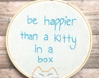 Kitty Embroidery Hoop Wall Hanging