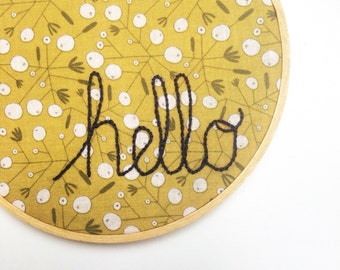 Hello Embroidery Hoop Decor