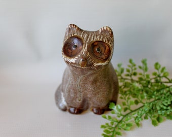 Vintage Pigeon Forge Pottery Raccoon Figure Signed by Doug Ferguson.