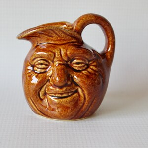 Vintage Bennington Pottery Man in the Moon Face or Toby Style Miniature Pitcher image 1