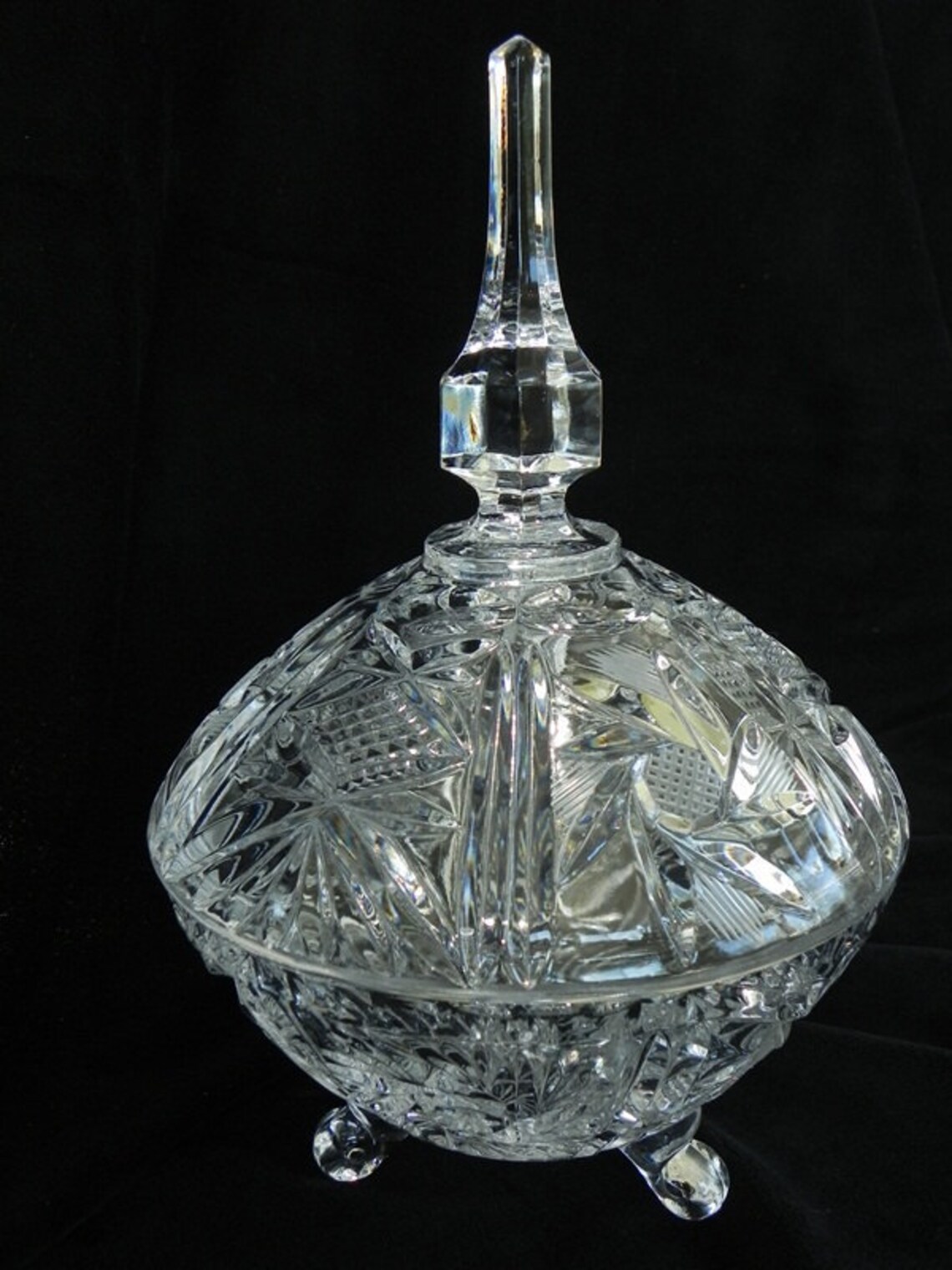 Vintage Footed Lead Crystal Candy Dish With Lid. 1960s 1970s Etsy